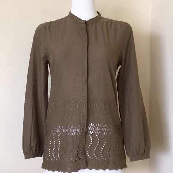 J. Crew Tops - J Crew Women’s Mandarin Collar Embroidered Size 2